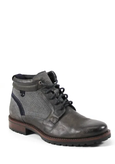 Diba True Men's Flip Under Lace-up Leather Boots In Grey/navy In Gray