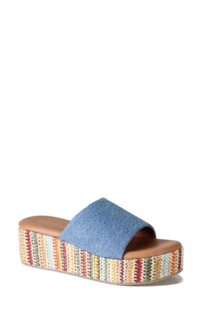 Diba True Rock Steady Platform Slide Sandal In Blue