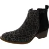 Diba True Short Side Womens Leather Snake Print Ankle Boots