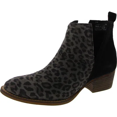 Diba True Short Side Womens Leather Snake Print Ankle Boots
