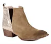 DIBA TRUE STOP BY METALLIC LEATHER BOOTS IN CAMEL SUEDE/BEIGE