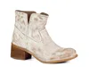 Diba True Walnut Grove Distressed Leather Pull-on Western Bootie In White