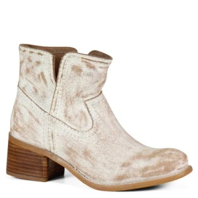 Diba True Walnut Grove Distressed Leather Pull-on Western Bootie In White