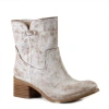 Diba True West Haven Pull-on Distressed Leather Western Boots In White