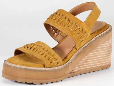 Diba True Women's Cabernet Suede Wedge Sandal In Mustard In Yellow
