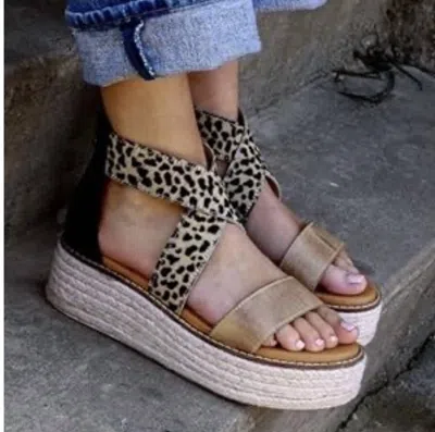 Diba True Women's Day Timer Sandal In Leopard Print/ Black Leather In Multi