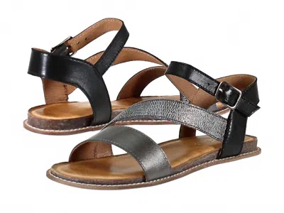 Diba True Women's Fiesta Pewter Leather Sandal In Black