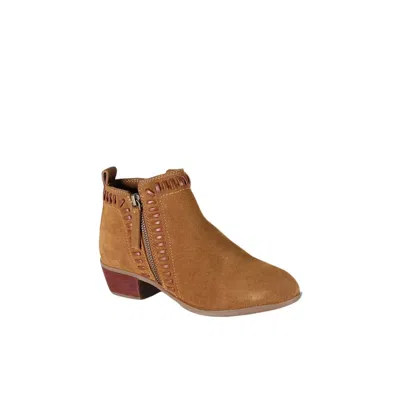 Diba True Women's Later Gater Whipstitch Detail Suede Booties In Cognac In Brown