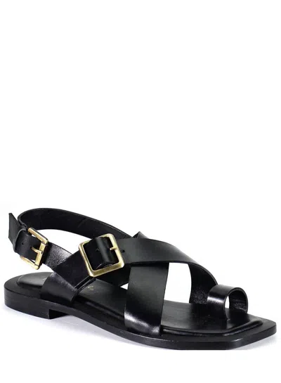 Diba True Women's Leather Toe Loop Flat Sandals In Black
