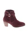 Diba True Women's Sleek Genuine Suede Leather Booties In Burgundy