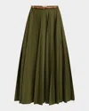 DICE KAYEK BELTED PLEATED MIDI SKIRT
