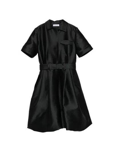 Dice Kayek Belted Satin-finish Dress In Black