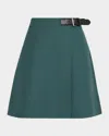 Dice Kayek Buckle Pleated Mini Wrap Skirt In Green