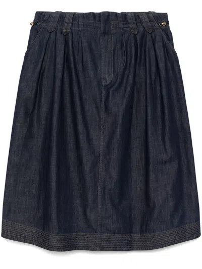 Dice Kayek Chambray Skirt In Blue