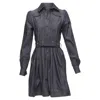 Dice Kayek Cotton Denim Pleated Front Pocketed Safari Dress In Blue