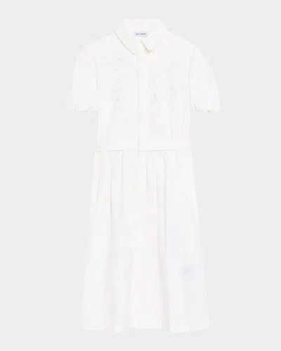 Dice Kayek Cotton Poplin Puff-sleeve Shirtdress In White