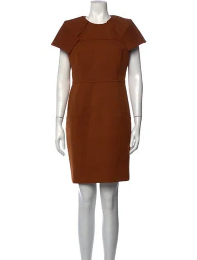 Pre-owned Dice Kayek Crew Neck Knee-length Dress In Brown