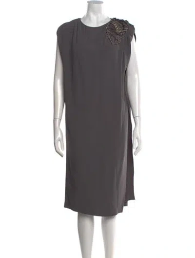 Pre-owned Dice Kayek Crew Neck Knee-length Dress In Grey