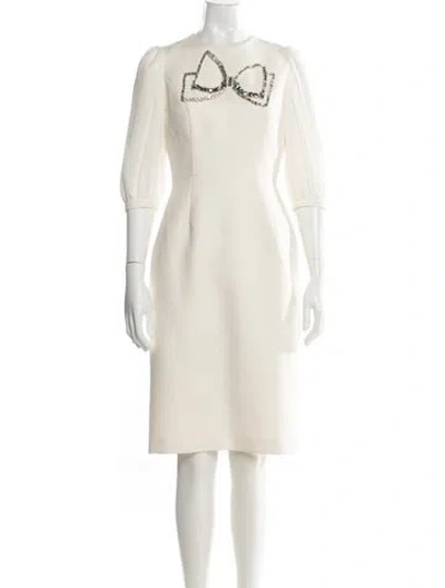 Pre-owned Dice Kayek Crew Neck Knee-length Dress In Neutral