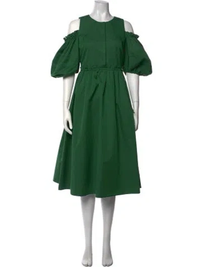 Pre-owned Dice Kayek Crew Neck Midi Length Dress W/ Tags In Green