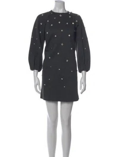 Pre-owned Dice Kayek Crew Neck Mini Dress In Gray