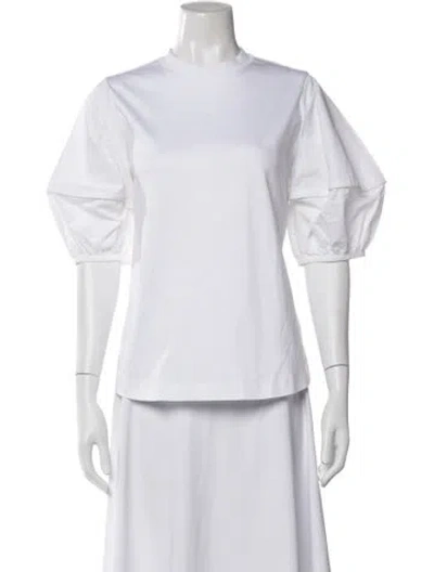 Pre-owned Dice Kayek Crew Neck Short Sleeve Blouse In White