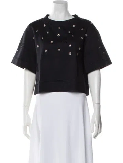 Pre-owned Dice Kayek Crew Neck Short Sleeve Crop Top In Black