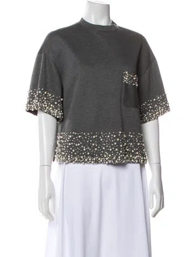 Pre-owned Dice Kayek Crew Neck Short Sleeve Top In Gray