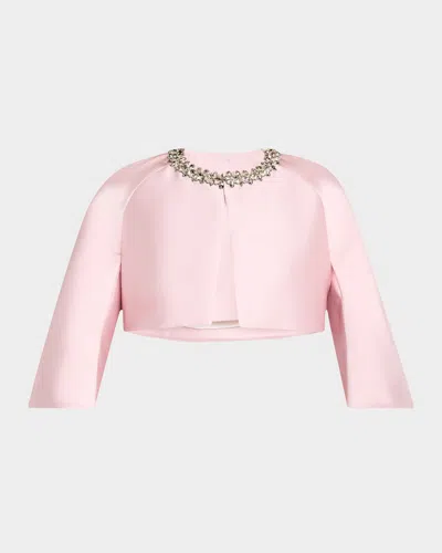Dice Kayek Crystal-neck Crop Bolero Jacket In Pink