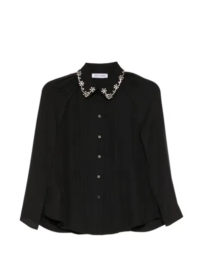 Dice Kayek Crystal-embellished Pleated Blouse In Black