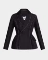 Dice Kayek Double-breasted Denim Peplum Jacket In Indigo