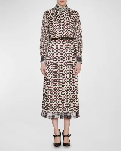 Dice Kayek Ellipse-print Neck-tie Midi Shirtdress In Lilac Eclipse