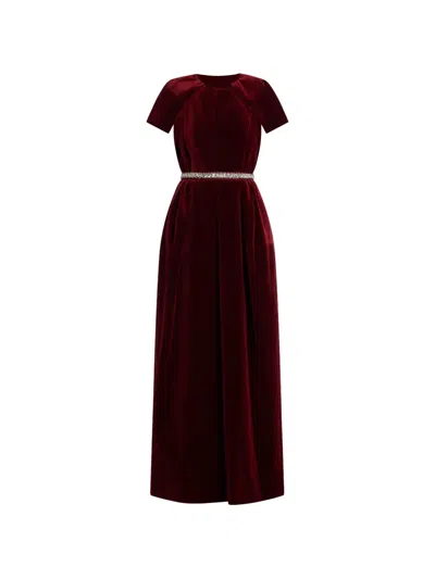 Dice Kayek Embellished Belted Dress In Burgundy