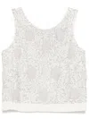 Dice Kayek Polka-dot Sequin Embellished Sleeveless Top In White