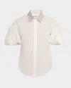 Dice Kayek Embroidered Collar Puff-sleeve Blouse In White