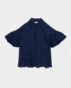 Dice Kayek Eyelet Button-front Shirt In Blue