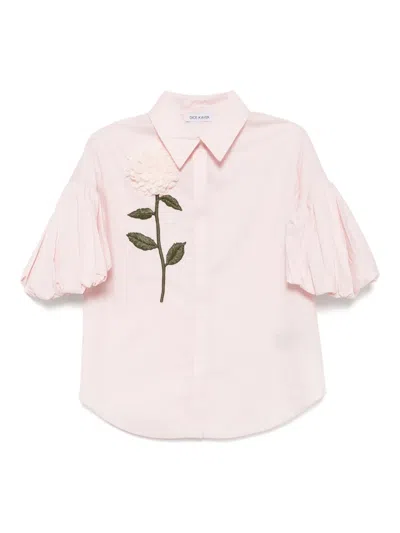 Dice Kayek Floral Embroidered Cotton Poplin Shirt