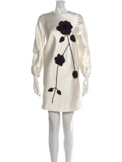 Pre-owned Dice Kayek Floral Print Mini Dress In Neutral