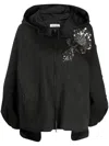 Dice Kayek Flower-appliqué Puffed-sleeves Jacket In Black
