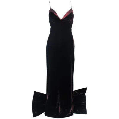 Pre-owned Dice Kayek France Vintage Brown Velvet Gown With Satin Trim Size 8