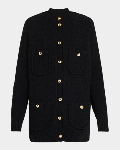 Dice Kayek Front Pockets Knit Cardigan In Black