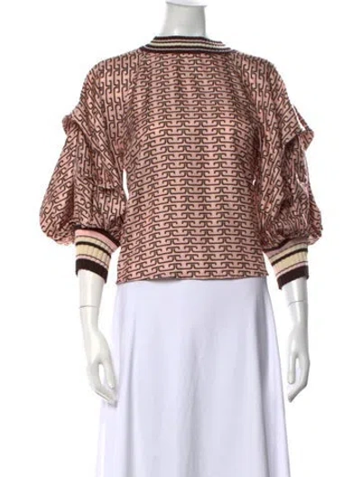 Pre-owned Dice Kayek Graphic Print Mock Neck Top In Multicolor