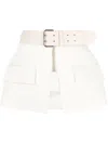 Dice Kayek High-waisted Peplum Belt Skirt In Nude