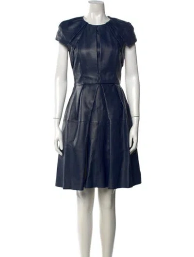 Pre-owned Dice Kayek Lambskin Knee-length Dress In Blue