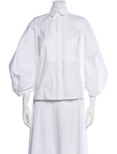 Pre-owned Dice Kayek Long Sleeve Blouse In White