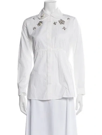 Pre-owned Dice Kayek Long Sleeve Blouse In White