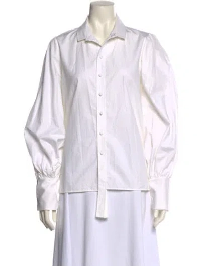 Pre-owned Dice Kayek Long Sleeve Button-up Top In White