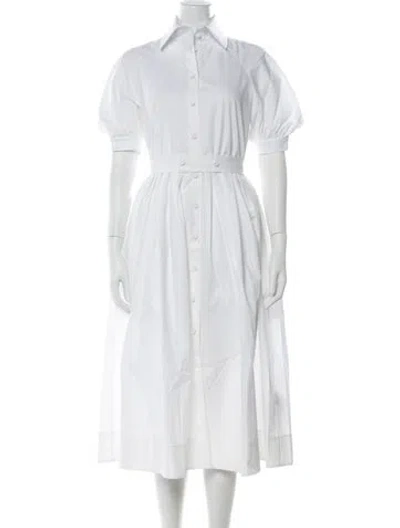 Pre-owned Dice Kayek Midi Length Dress In White