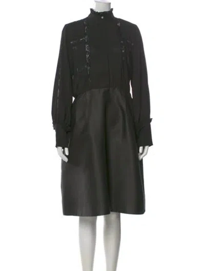 Pre-owned Dice Kayek Mock Neck Knee-length Dress In Green