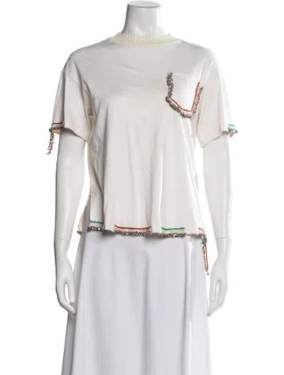 Pre-owned Dice Kayek Mock Neck Short Sleeve T-shirt In Neutrals